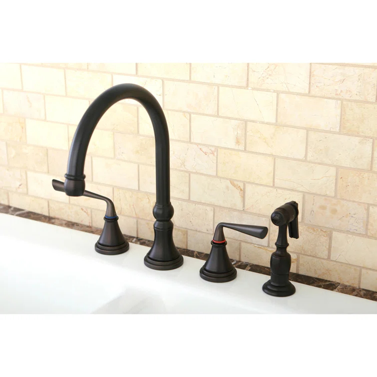 Kingston Brass Silver Sage Double-Handle Widespread Kitchen Faucet