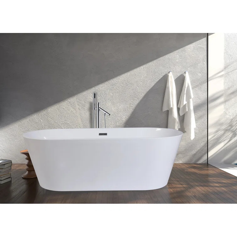 Kingston Brass Aqua Eden 71-Inch Acrylic Oval Double Ended Freestanding Tub with Drain