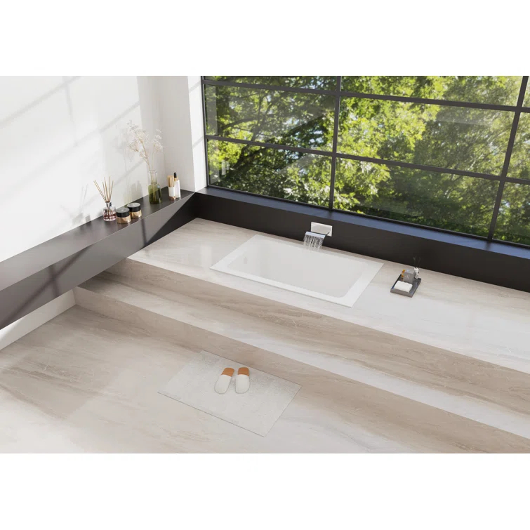 Kingston Brass Aqua Eden 54-Inch Acrylic Rectangular Drop-In Tub with Anti-Skid Surface