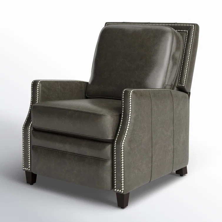 Safavieh  Couture Buddy Leather Nailhead Trim Recliner Dark Grey 30" W x 30" L x 37.5" H