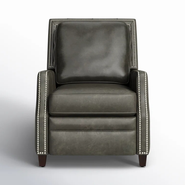 Safavieh  Couture Buddy Leather Nailhead Trim Recliner Dark Grey 30" W x 30" L x 37.5" H