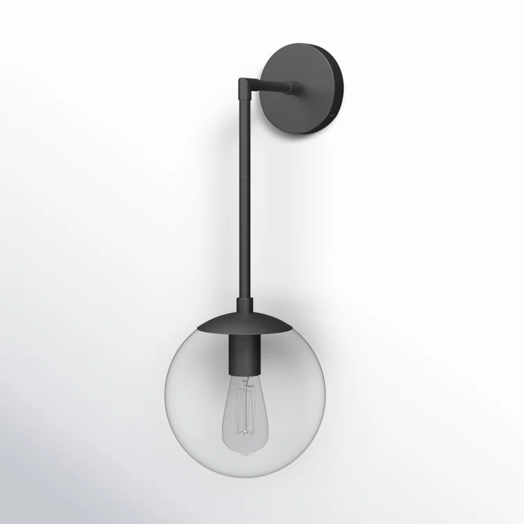 Nathanson Single Light Glass Dimmable Armed Sconce