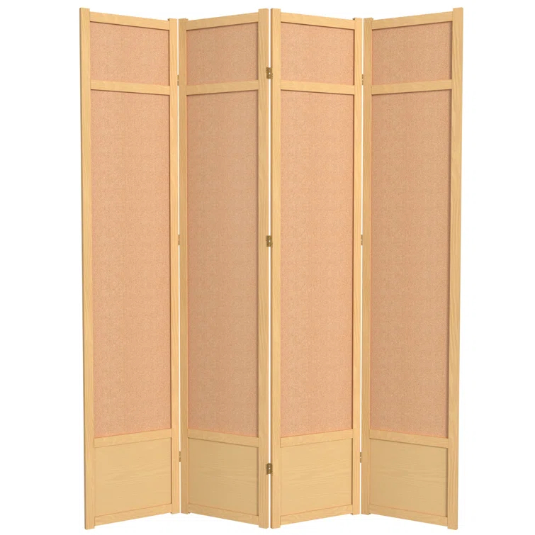 Oriental Furniture 7 Ft Tall Jute Shoji Screen, Natural, 4 panel