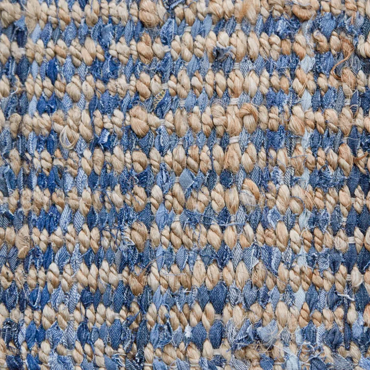Parkman Hand Woven Jute/Denim/Cotton Rug in Natural/Blue