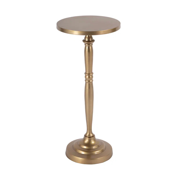 Langford Round Black and Gold Metal Side Table