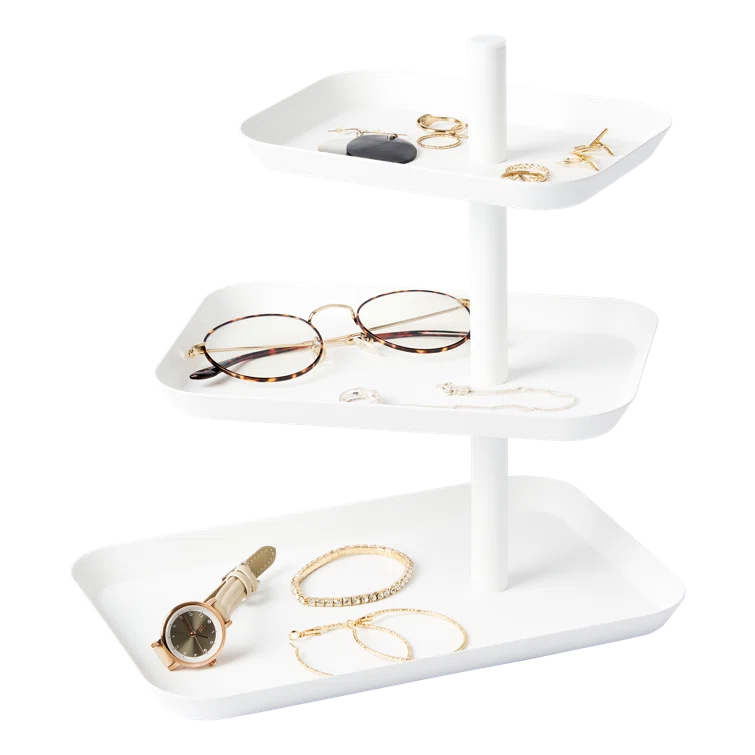 Yamazaki Home 3-Tier Accessory Tray - Jewelry Holder & Storage Organizer, Steel