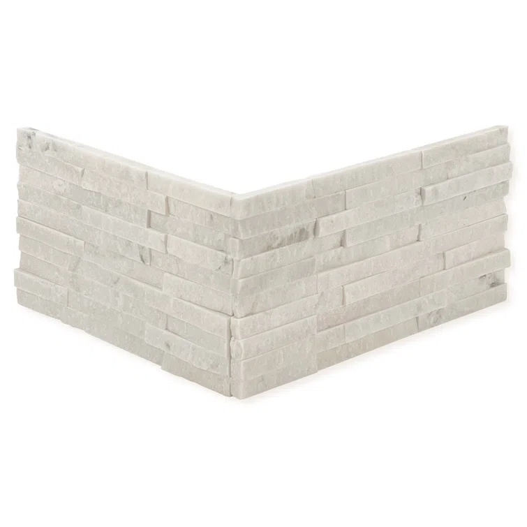 Slender Strip Corner 3in.x12in. Split Face Marble Wall Tile
