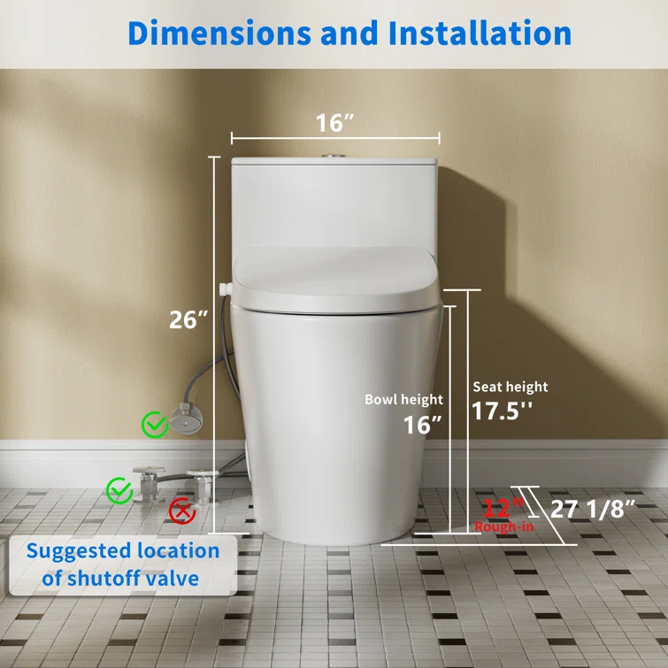Casta Diva CD-Y020 Bidet Toilet Combo, Heated Seat, Warm Dryer, 1.0/1.6 GPF Power Dual Flush and MAP 1000g