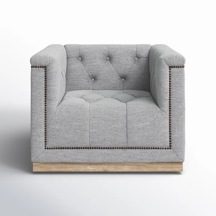 Light Grey Leather Upholstered Swivel Chair