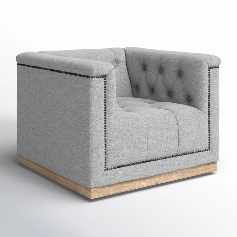 Light Grey Leather Upholstered Swivel Chair