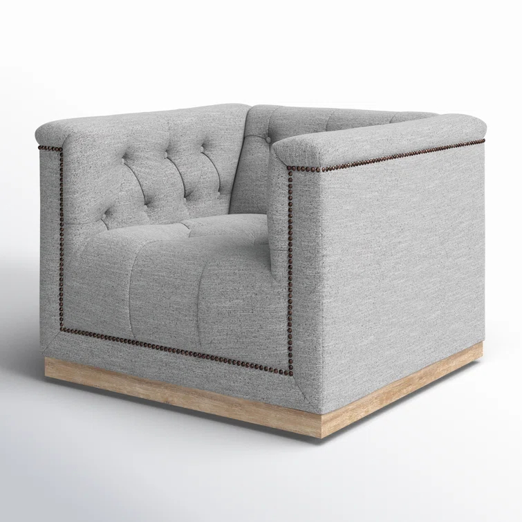 Light Grey Leather Upholstered Swivel Chair