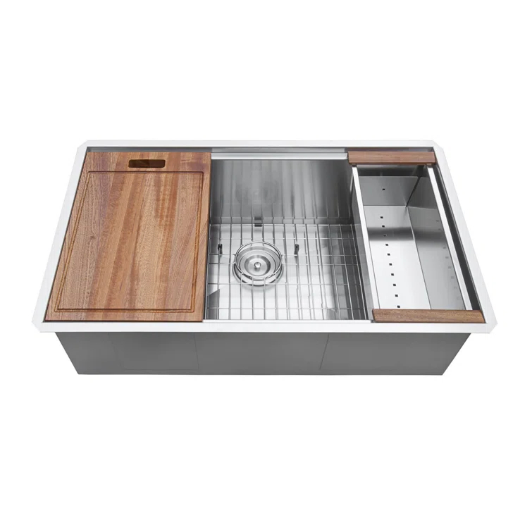 Ruvati Workstation Rounded Corners Undermount Ledge Kitchen Sink with Accessories
