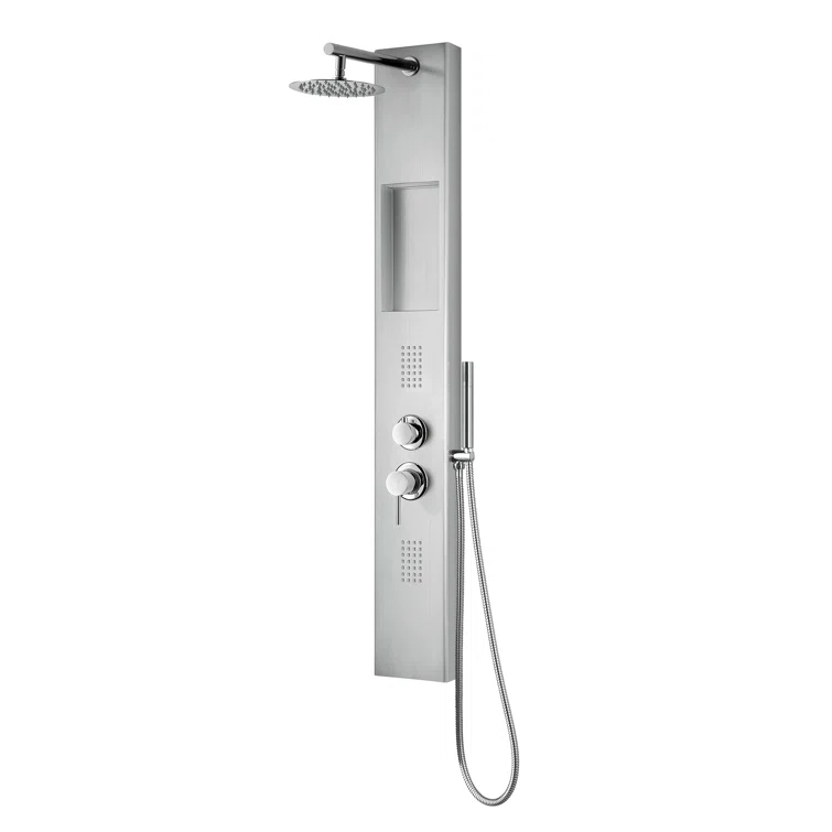 AquaNiche 8-in Rain Showerhead Showerspa with 4-Body Jets Built-in Niche and Handshower