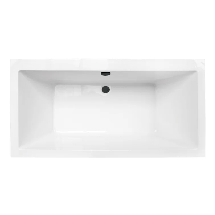 Kingston Brass VTSQ663422M0 Kingston Brass Aqua Eden 66-Inch Acrylic Rectangular Double Ended Freestanding Tub with Overflow/Drain Assembly