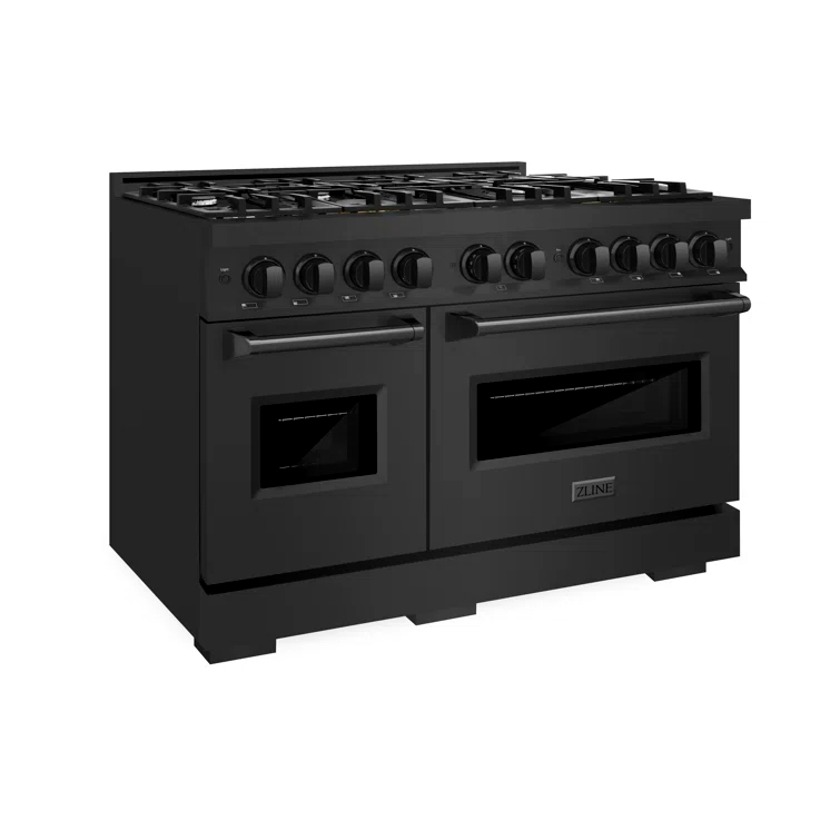 ZLINE CGRB-48 ZLINE 48 in. 6.7 cu. ft. Classic Double Oven Gas Range W/ 8 Burner Cooktop in Black Stainless Steel (CGRB-48)