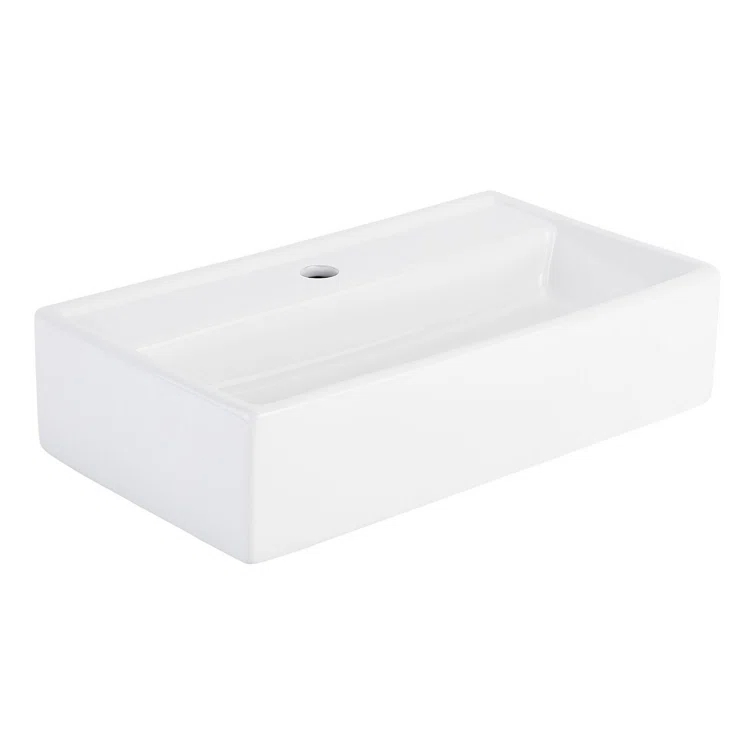 Signature Hardware 484632 22" Kaisy White Porcelain Rectangular Wall Mount Bathroom Sink with Overflow
