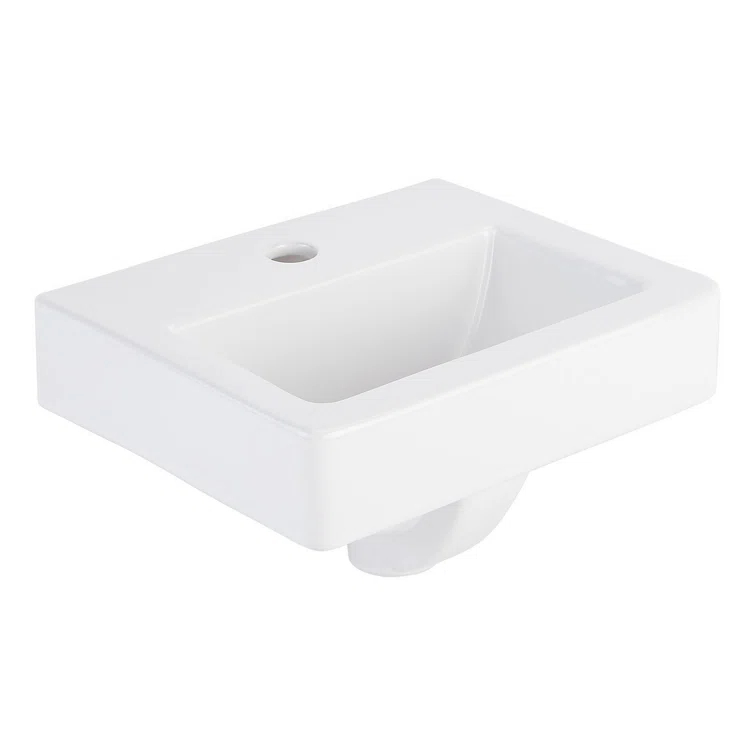 15" Brynsdale White Porcelain Rectangular Wall Mount Bathroom Sink with Overflow
