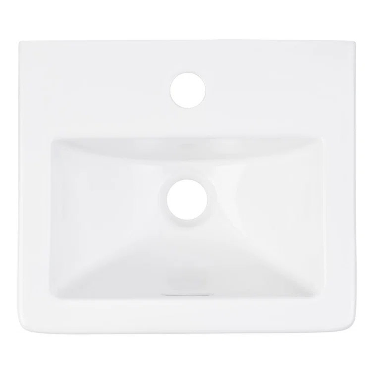 15" Brynsdale White Porcelain Rectangular Wall Mount Bathroom Sink with Overflow