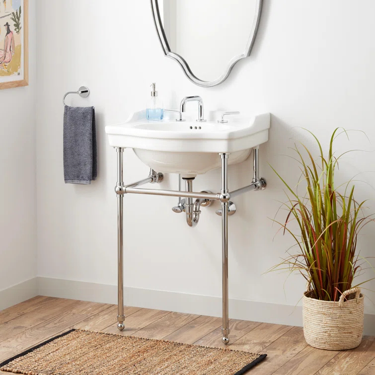 24" Cierra 31" Tall Porcelain Rectangular Console Bathroom Sink with Overflow