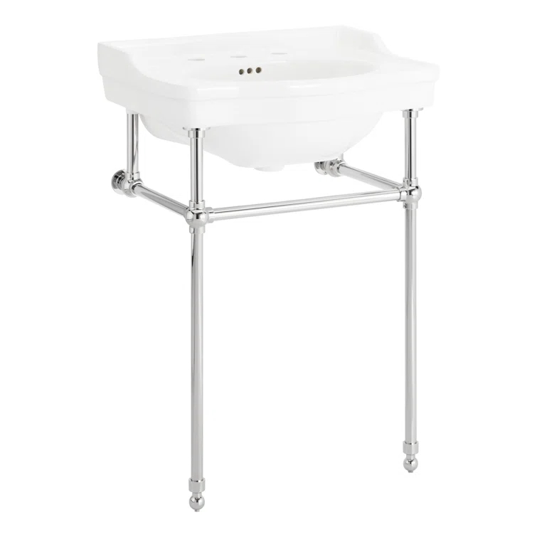 24" Cierra 31" Tall Porcelain Rectangular Console Bathroom Sink with Overflow