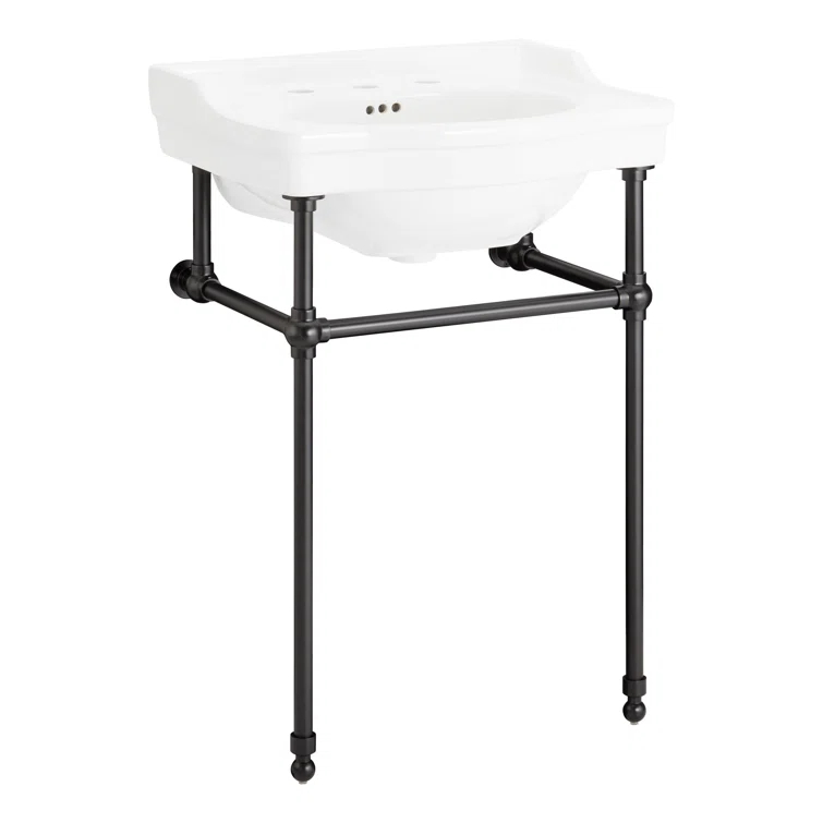 24" Cierra 31" Tall Porcelain Rectangular Console Bathroom Sink with Overflow