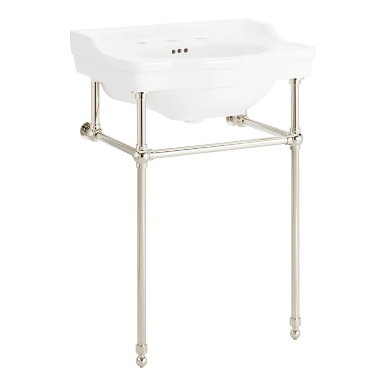 24" Cierra 31" Tall Porcelain Rectangular Console Bathroom Sink with Overflow