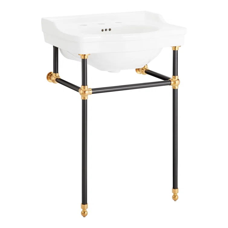 24" Cierra 31" Tall Porcelain Rectangular Console Bathroom Sink with Overflow