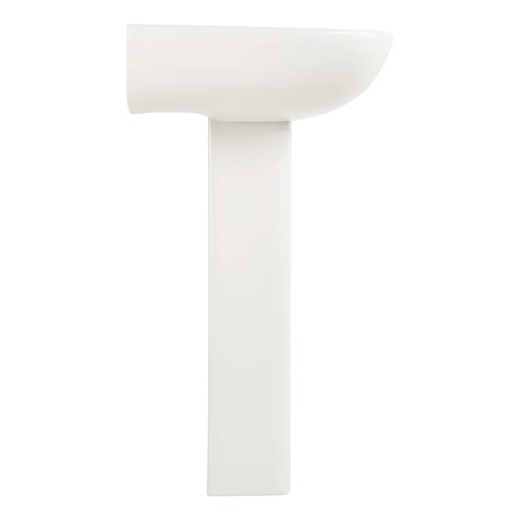 23" Rainsville 27.75" Tall White Porcelain Rectangular Pedestal/Wall Bathroom Sink with Overflow