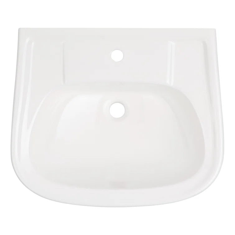 23" Rainsville 27.75" Tall White Porcelain Rectangular Pedestal/Wall Bathroom Sink with Overflow