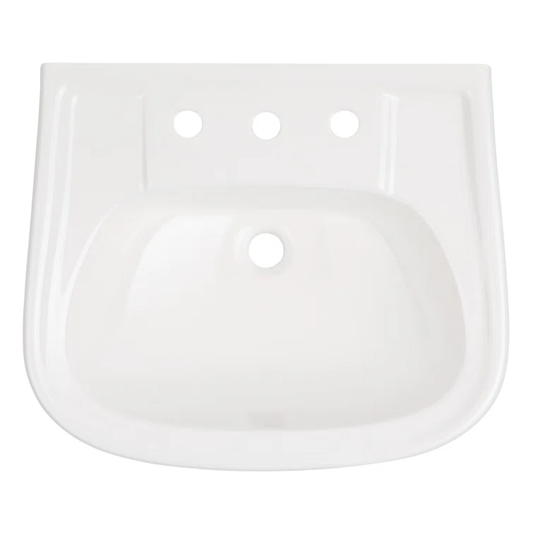 23" Rainsville 27.75" Tall White Porcelain Rectangular Pedestal/Wall Bathroom Sink with Overflow