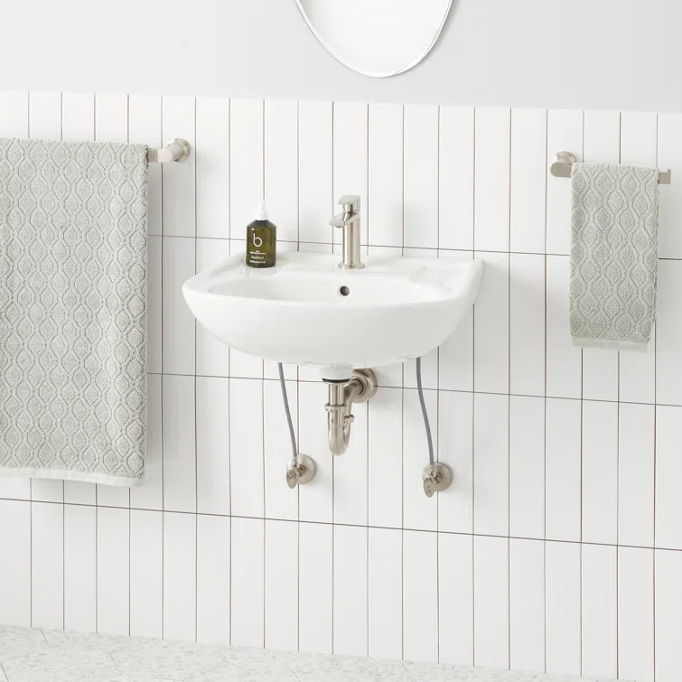 23" Rainsville White Porcelain Rectangular Wall Mount Bathroom Sink with Overflow