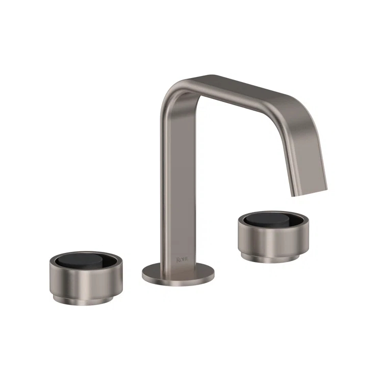 Modern Eclipse Widespread Wall-Mounted Faucet in Black and Nickel