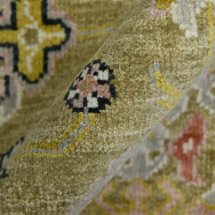 Gold Hand-Knotted Wool Persian-Inspired 10'x14' Area Rug
