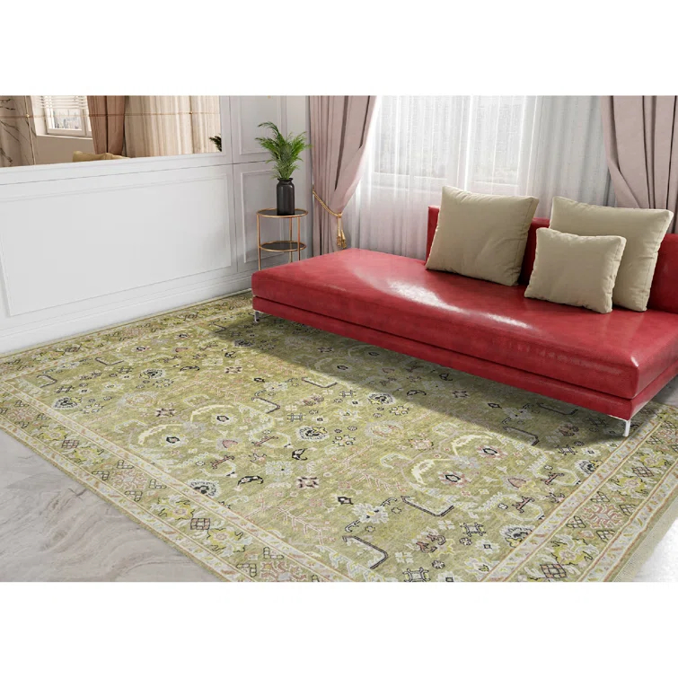 Gold Hand-Knotted Wool Persian-Inspired 10'x14' Area Rug