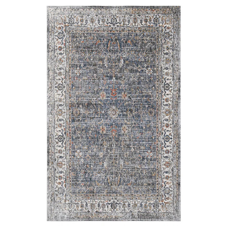 Elynna Transitional Bordered Premium Polyester Performance Area Rug