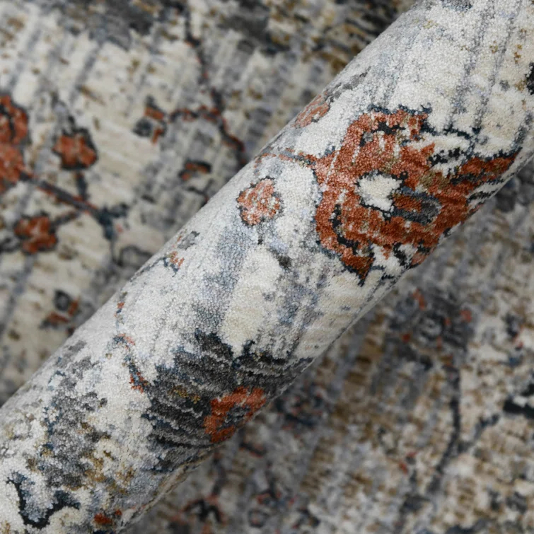 Elynna Transitional Bordered Premium Polyester Performance Area Rug