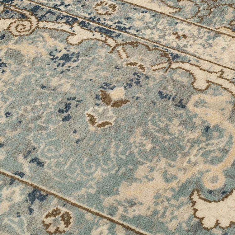 Hand-Knotted Blue Wool Rectangular Area Rug 2' x 3'