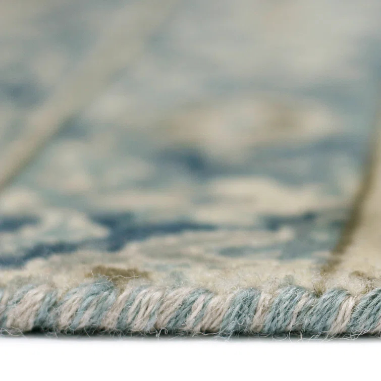 Hand-Knotted Blue Wool Rectangular Area Rug 2' x 3'