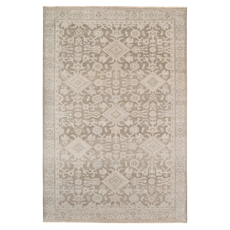 Luxor Elegance Gray 8'x10' Hand-Knotted Wool & Silk Area Rug
