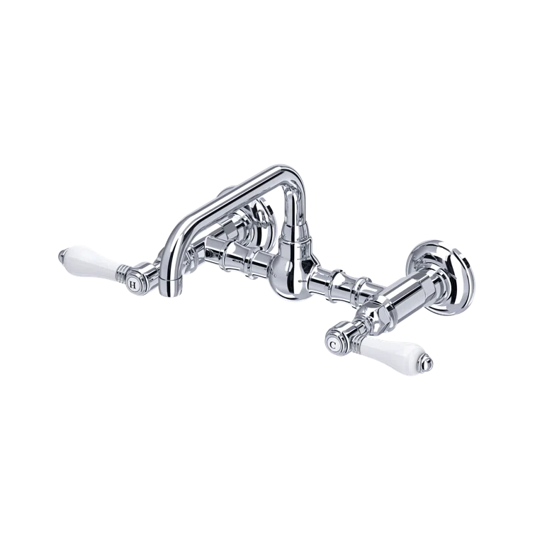 Rohl A1423LPAPC-2 Acqui Wall Mount Bridge Lavatory Faucet With U-Spout
