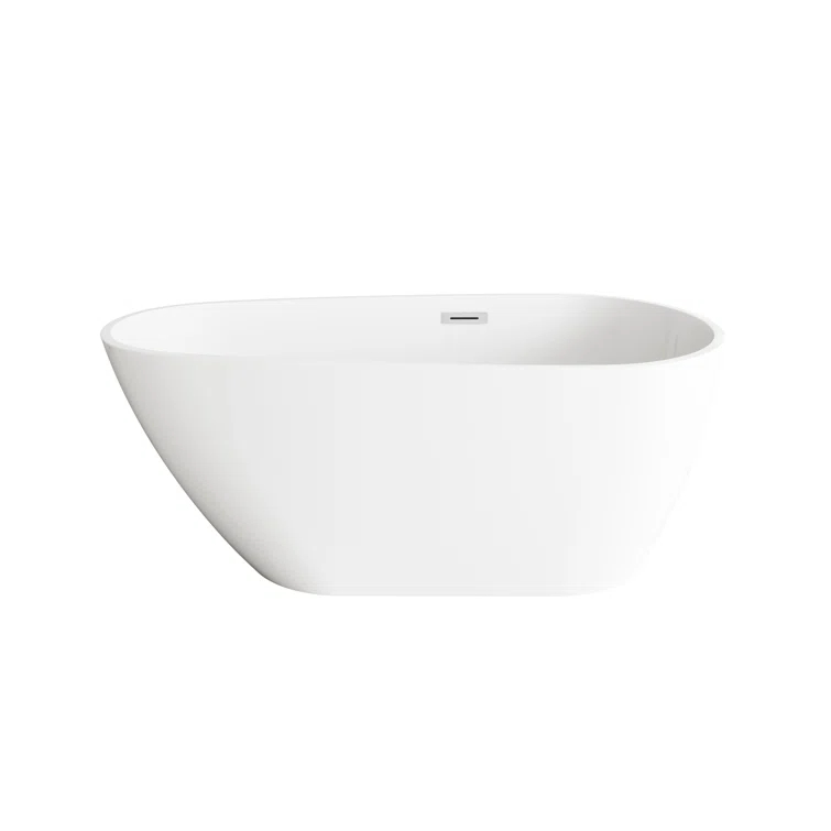59 Inch Bathtub in Glossy White with Trim