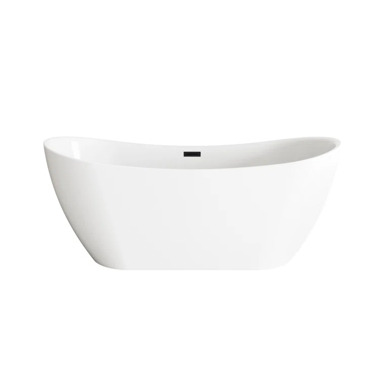 Living District 67 Inch Bathtub in Glossy White with Trim BT30467GW-MBK