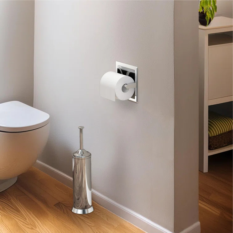 Wall Mounted Recessed Toilet Paper Holder | Pivoting Toilet Paper Roll Holder | Hotel Style In Wall Toilet Paper Holder for Regular Roll