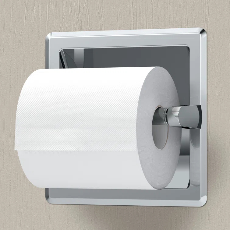 Wall Mounted Recessed Toilet Paper Holder | Pivoting Toilet Paper Roll Holder | Hotel Style In Wall Toilet Paper Holder for Regular Roll