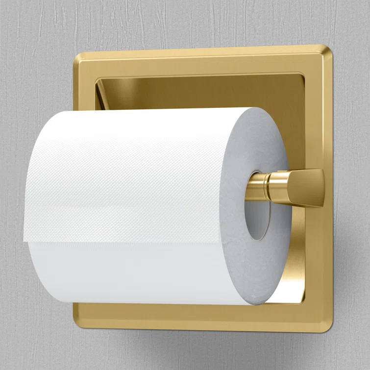 Wall Mounted Recessed Toilet Paper Holder | Pivoting Toilet Paper Roll Holder | Hotel Style In Wall Toilet Paper Holder for Regular Roll