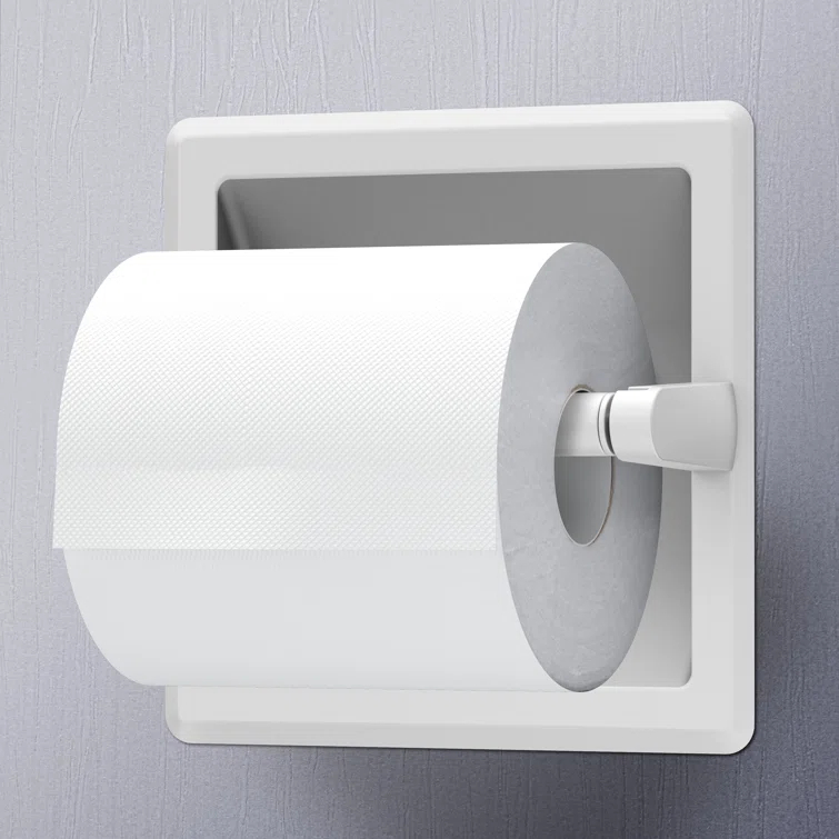 Wall Mounted Recessed Toilet Paper Holder | Pivoting Toilet Paper Roll Holder | Hotel Style In Wall Toilet Paper Holder for Regular Roll