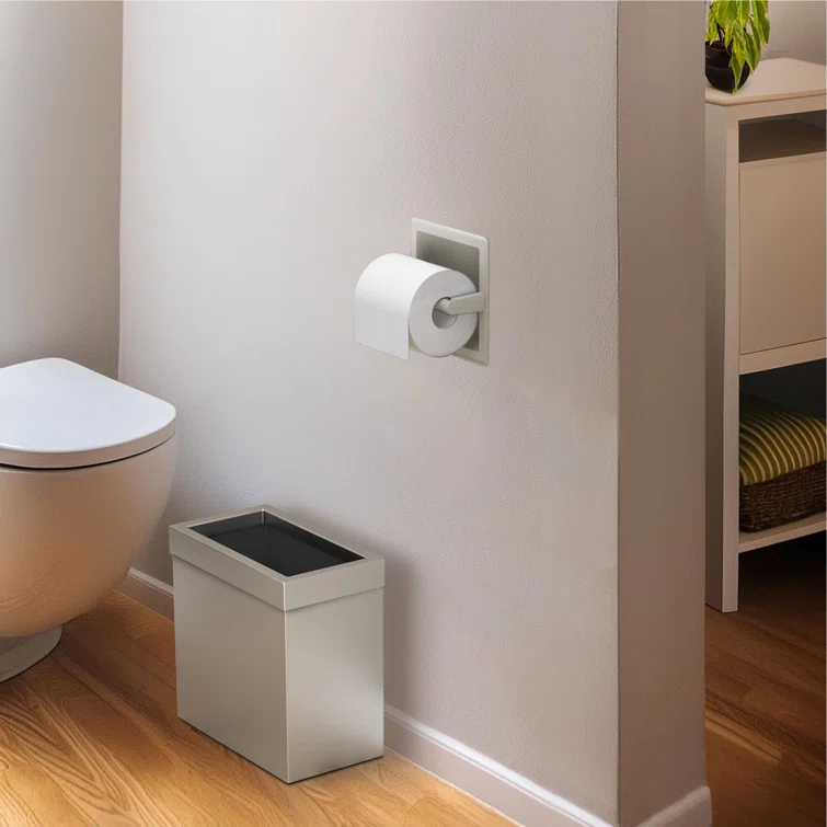 Wall Mounted Recessed Toilet Paper Holder | Pivoting Toilet Paper Roll Holder | Hotel Style In Wall Toilet Paper Holder for Regular Roll
