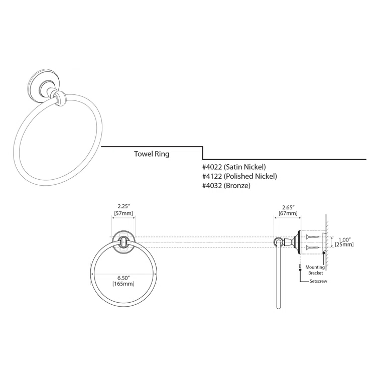 Tavern Wall Towel Ring - Kitchen, Bathroom Hand Towel Holder