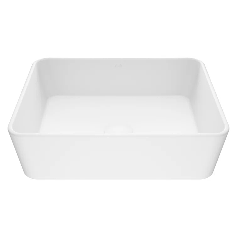 Marigold 18" L x 14" W x 5" H Matte White Handmade Rectangular Vessel Bathroom Sink