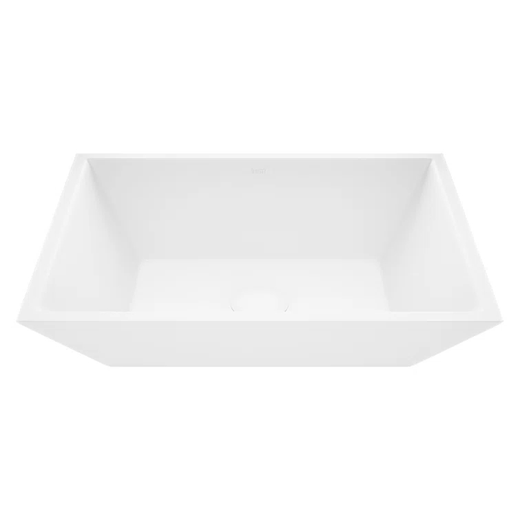 Vinca 18" L x 14" W x 5" H Matte White Handmade Rectangular Vessel Bathroom Sink